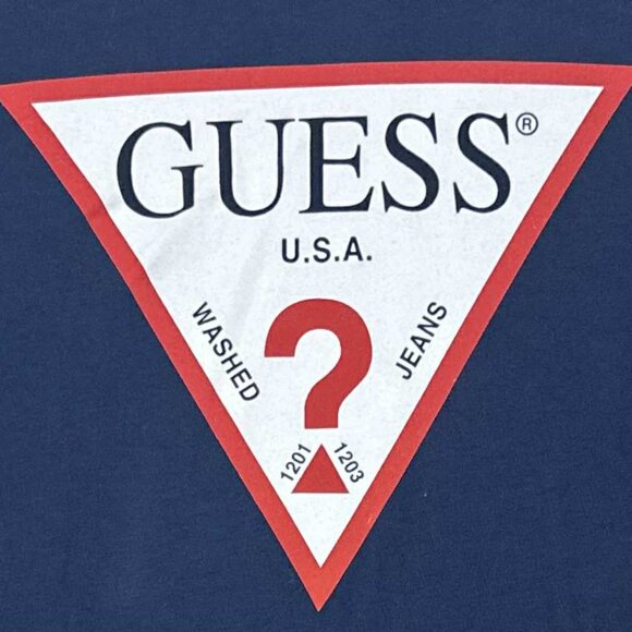 Guess Los Angeles Navy Blue Long Sleeve Logo Shirt - small - Picture 3 of 13